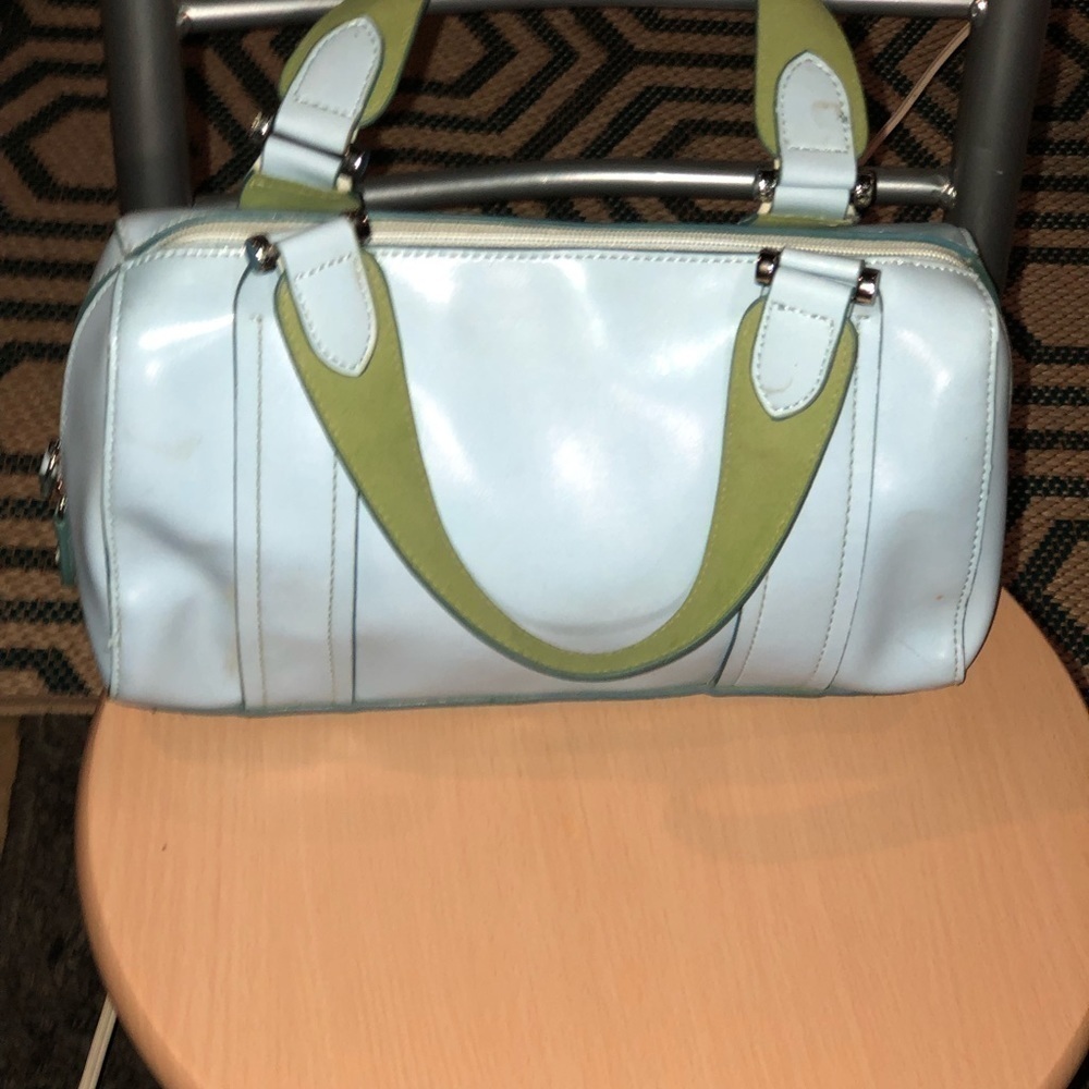 Mondani New York Pale Blue and green hand bag purse - Picture 7 of 9